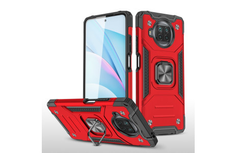 Newface Xiaomi Redmi Note 9 Pro 5G Kılıf Zegna Yüzüklü Silikon Kapak - Kırmızı