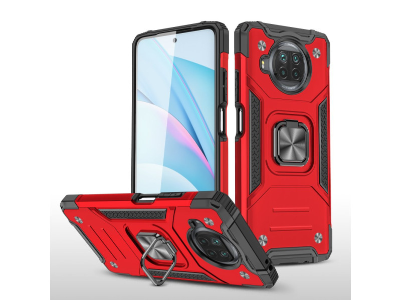 Newface Xiaomi Redmi Note 9 Pro 5G Kılıf Zegna Yüzüklü Silikon Kapak - Kırmızı