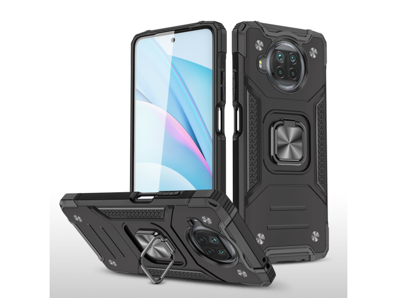 Newface Xiaomi Redmi Note 9 Pro 5G Kılıf Zegna Yüzüklü Silikon Kapak - Siyah