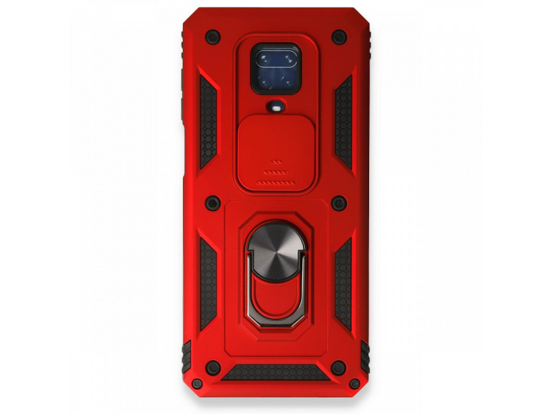 Newface Xiaomi Redmi Note 9 Pro Kılıf Pars Lens Yüzüklü Silikon - Kırmızı