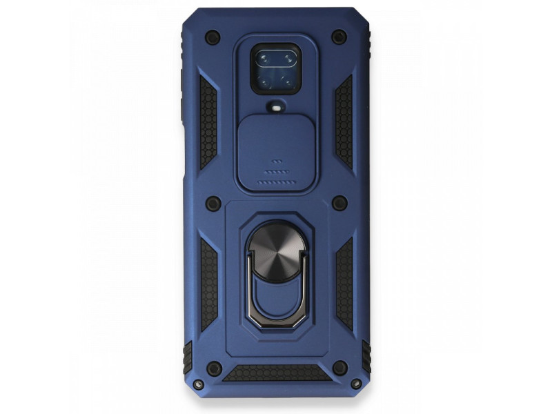 Newface Xiaomi Redmi Note 9 Pro Kılıf Pars Lens Yüzüklü Silikon - Lacivert