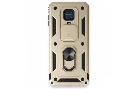 Newface Xiaomi Redmi Note 9S Kılıf Pars Lens Yüzüklü Silikon - Gold