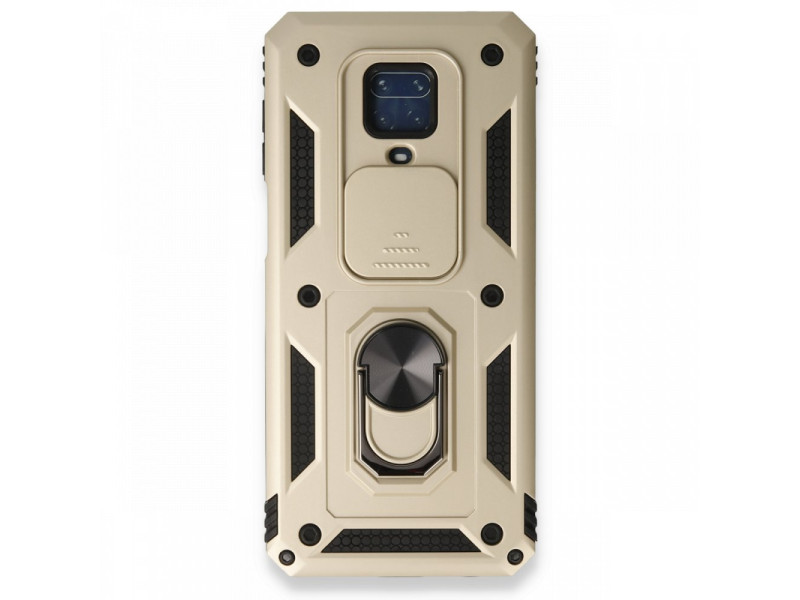 Newface Xiaomi Redmi Note 9S Kılıf Pars Lens Yüzüklü Silikon - Gold