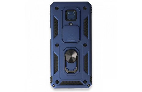 Newface Xiaomi Redmi Note 9S Kılıf Pars Lens Yüzüklü Silikon - Lacivert