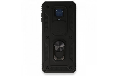 Newface Xiaomi Redmi Note 9S Kılıf Pars Lens Yüzüklü Silikon - Siyah