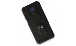Newface Xiaomi Redmi Note 9S Kılıf Pars Lens Yüzüklü Silikon - Siyah