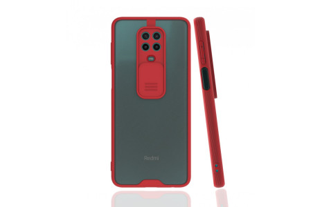 Newface Xiaomi Redmi Note 9S Kılıf Platin Kamera Koruma Silikon - Kırmızı