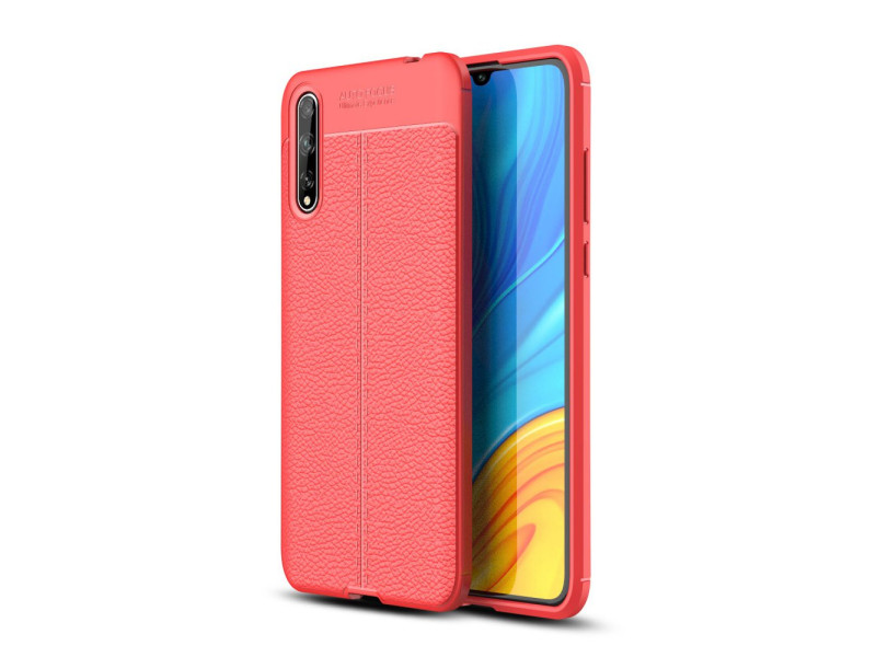 Newface Huawei P Smart S Kılıf Focus Derili Silikon - Kırmızı