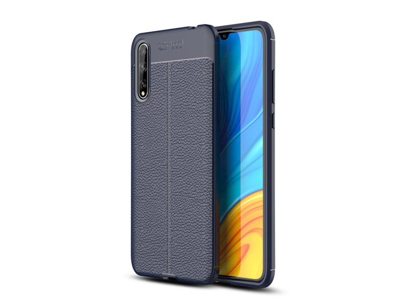 Newface Huawei P Smart S Kılıf Focus Derili Silikon - Lacivert