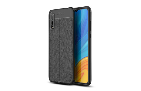 Newface Huawei P Smart S Kılıf Focus Derili Silikon - Siyah