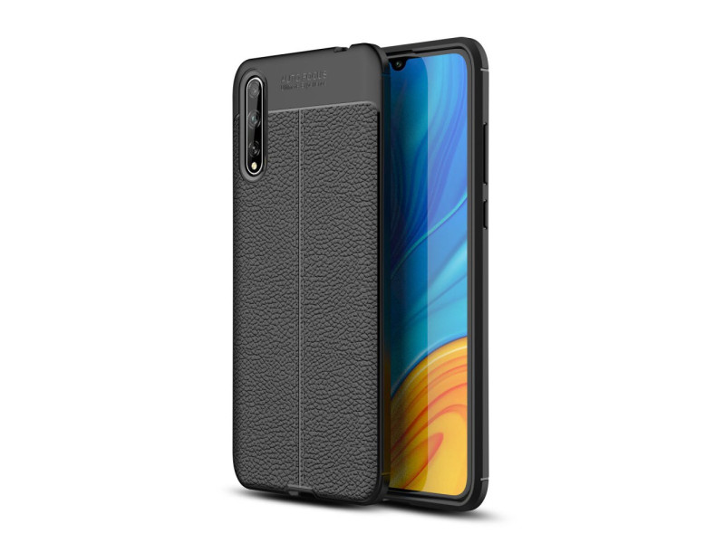 Newface Huawei P Smart S Kılıf Focus Derili Silikon - Siyah