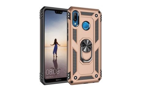 Newface Huawei P20 Lite Kılıf Sofya Yüzüklü Silikon Kapak - Gold