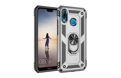 Newface Huawei P20 Lite Kılıf Sofya Yüzüklü Silikon Kapak - Gümüş