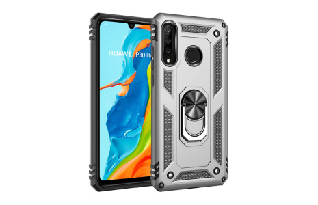 Newface Huawei P30 Lite Kılıf Sofya Yüzüklü Silikon Kapak - Gümüş