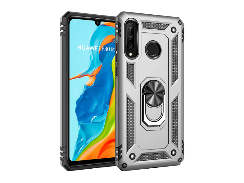 Newface Huawei P30 Lite Kılıf Sofya Yüzüklü Silikon Kapak - Gümüş
