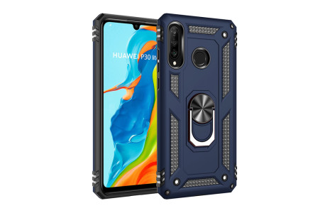 Newface Huawei P30 Lite Kılıf Sofya Yüzüklü Silikon Kapak - Lacivert