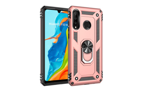 Newface Huawei P30 Lite Kılıf Sofya Yüzüklü Silikon Kapak - Rose