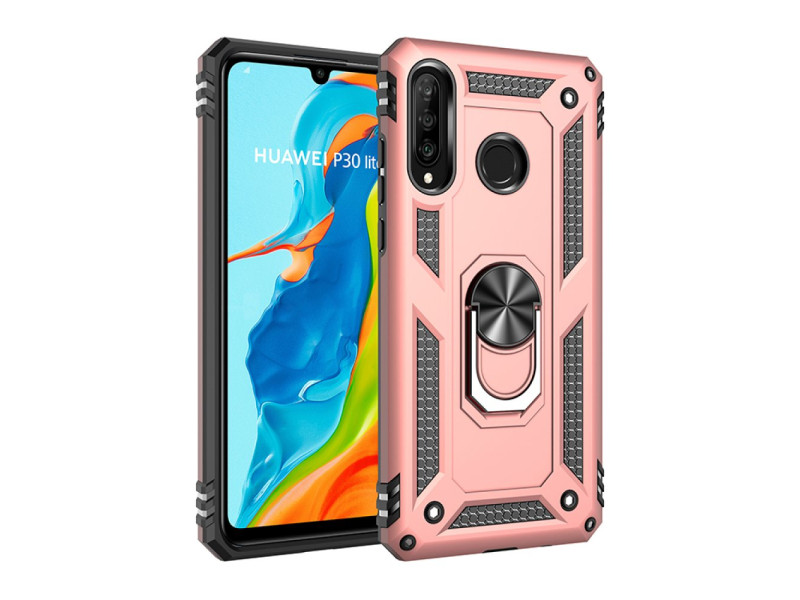 Newface Huawei P30 Lite Kılıf Sofya Yüzüklü Silikon Kapak - Rose