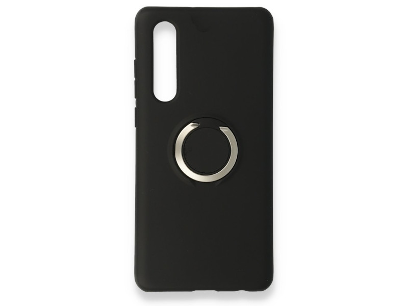 Newface Huawei P30 Kılıf Viktor Yüzüklü Silikon - Siyah