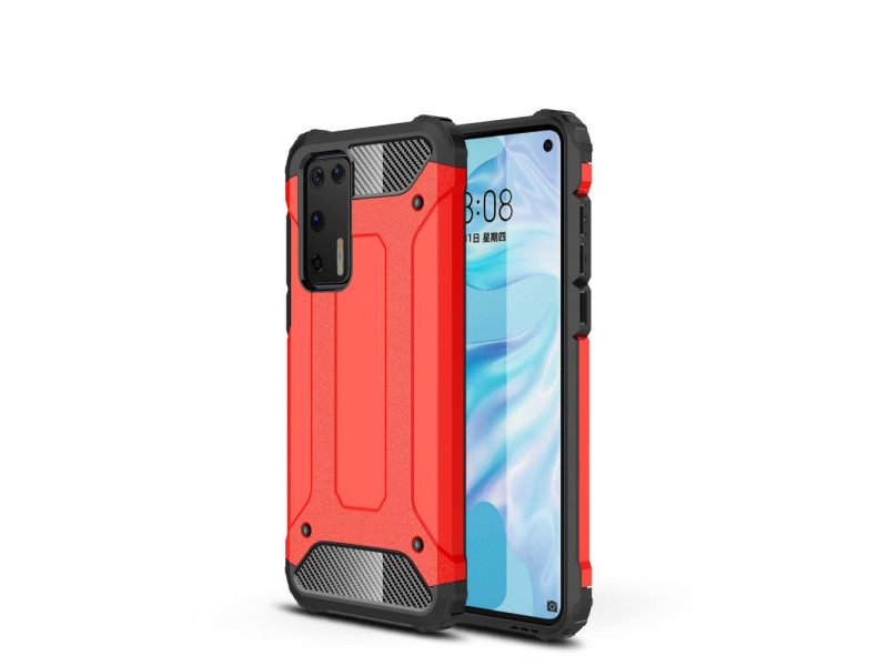 Newface Huawei P40 Kılıf Tank Silikon Kapak - Kırmızı