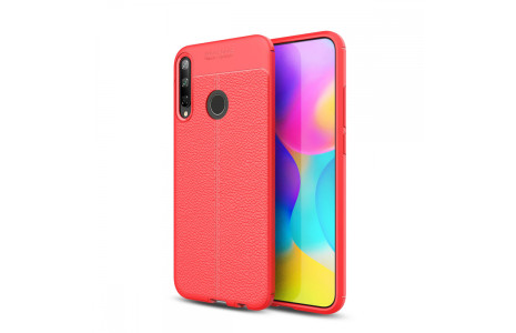 Newface Huawei P40 Lite E Kılıf Focus Derili Silikon - Kırmızı