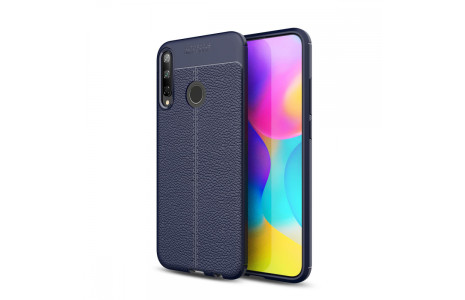 Newface Huawei P40 Lite E Kılıf Focus Derili Silikon - Lacivert