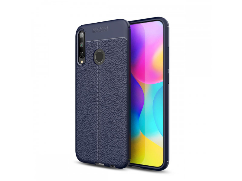 Newface Huawei P40 Lite E Kılıf Focus Derili Silikon - Lacivert
