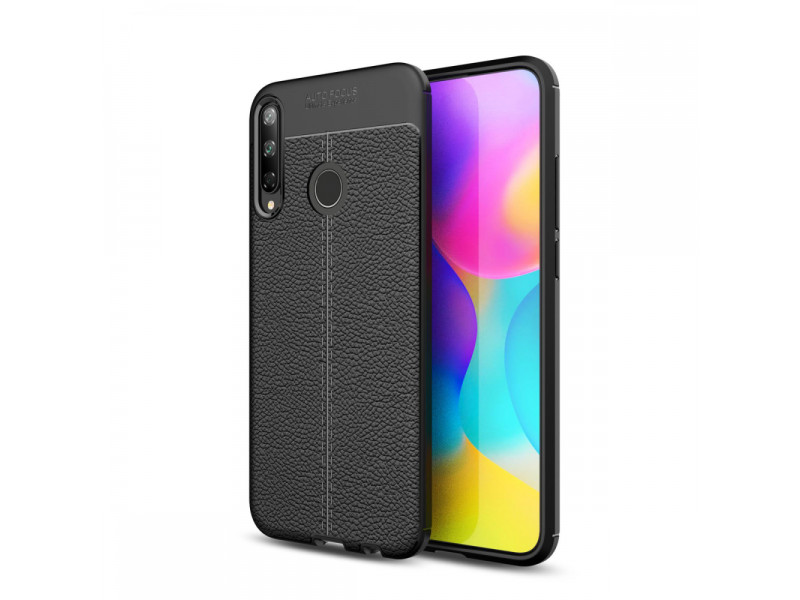 Newface Huawei P40 Lite E Kılıf Focus Derili Silikon - Siyah