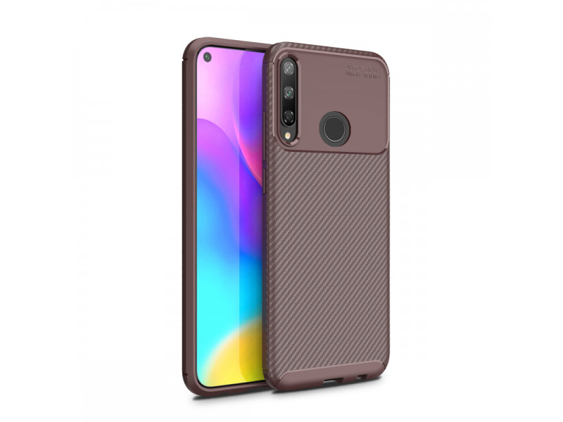 Newface Huawei P40 Lite E Kılıf Focus Karbon Silikon - Kahverengi