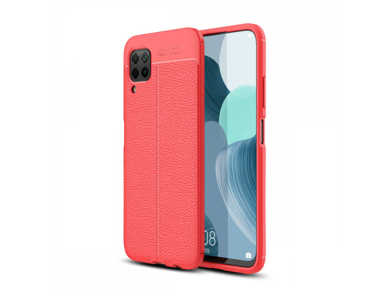 Newface Huawei P40 Lite Kılıf Focus Derili Silikon - Kırmızı