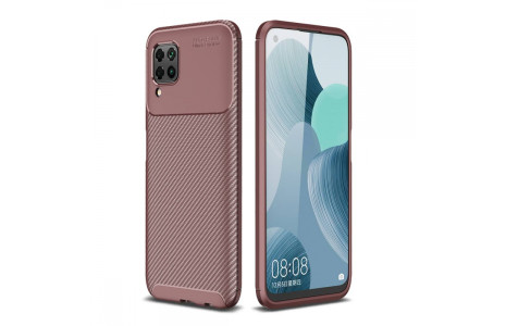 Newface Huawei P40 Lite Kılıf Focus Karbon Silikon - Kahverengi