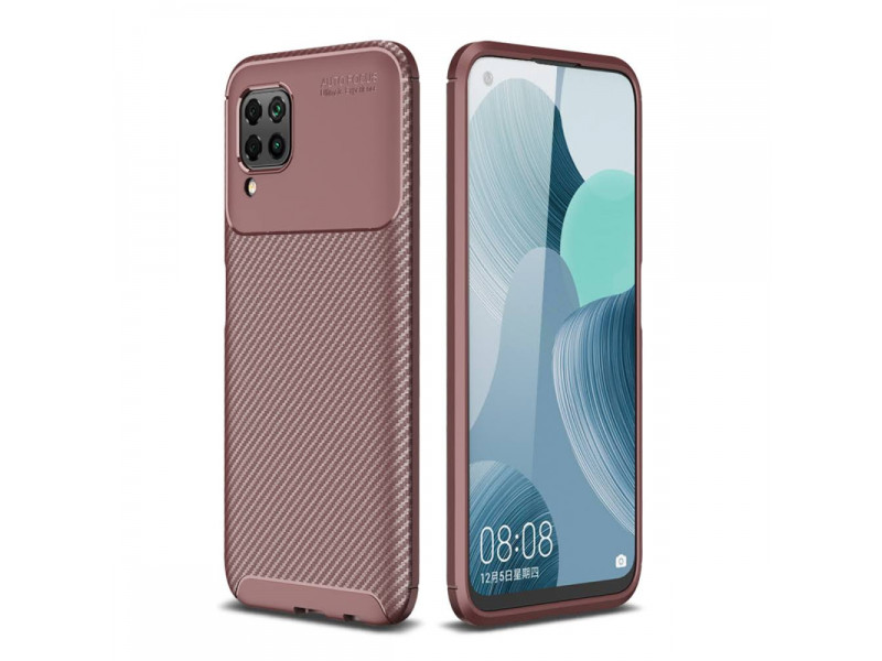 Newface Huawei P40 Lite Kılıf Focus Karbon Silikon - Kahverengi