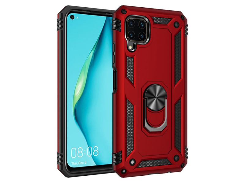 Newface Huawei P40 Lite Kılıf Sofya Yüzüklü Silikon Kapak - Kırmızı