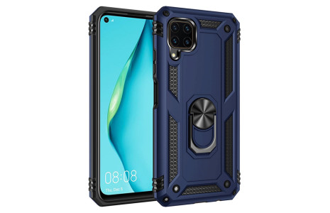Newface Huawei P40 Lite Kılıf Sofya Yüzüklü Silikon Kapak - Lacivert