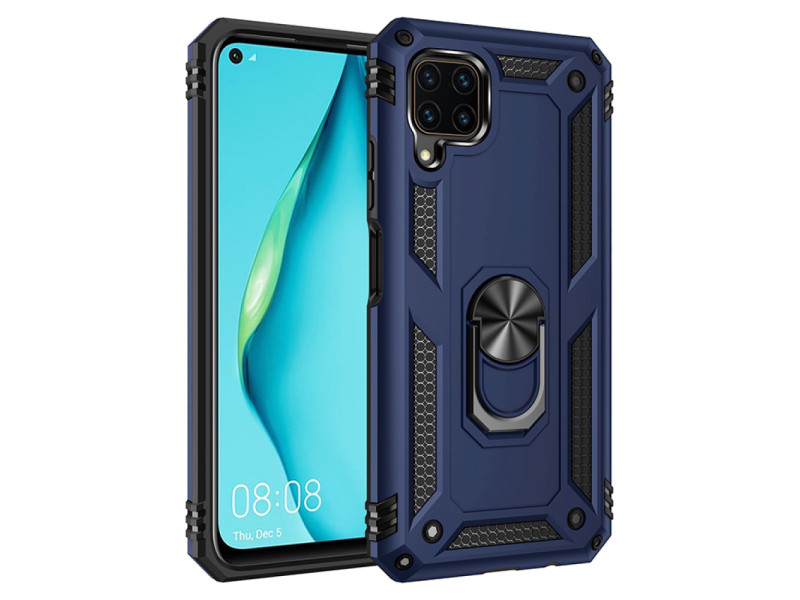 Newface Huawei P40 Lite Kılıf Sofya Yüzüklü Silikon Kapak - Lacivert
