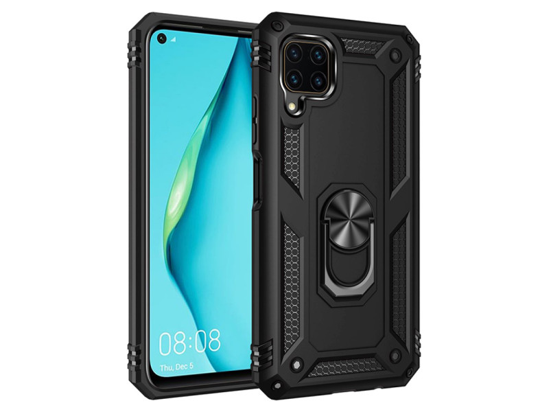 Newface Huawei P40 Lite Kılıf Sofya Yüzüklü Silikon Kapak - Siyah