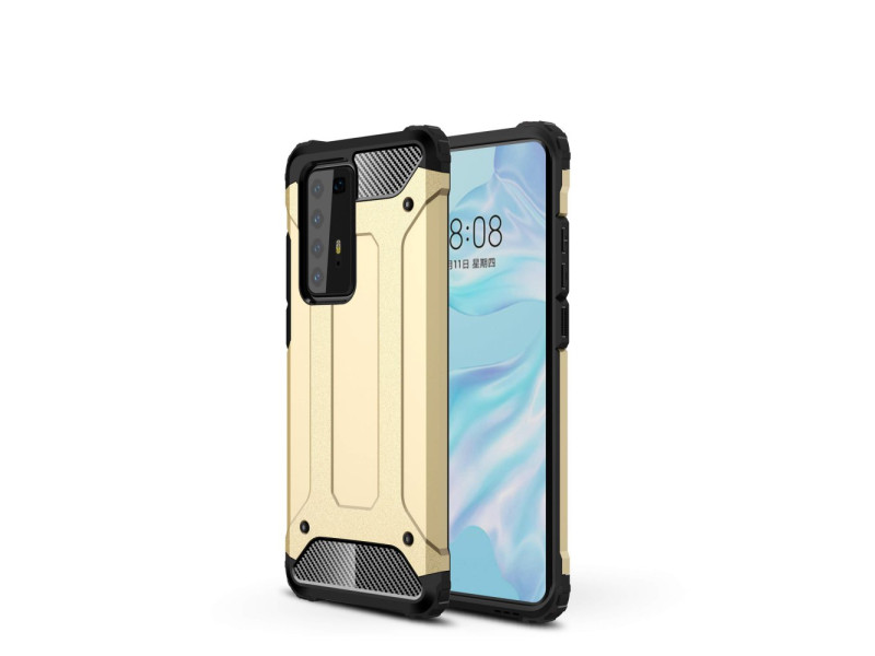 Newface Huawei P40 Pro Kılıf Tank Silikon Kapak - Gold
