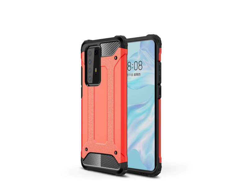 Newface Huawei P40 Pro Kılıf Tank Silikon Kapak - Kırmızı