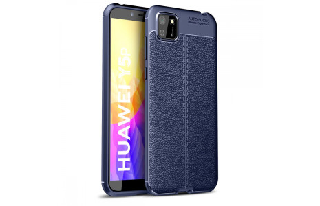 Newface Huawei Y5P Kılıf Focus Derili Silikon - Lacivert