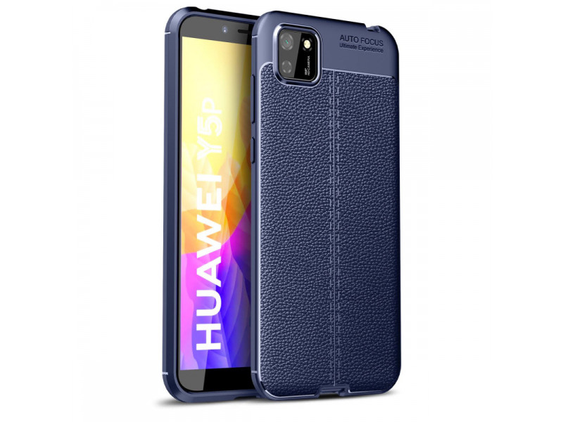 Newface Huawei Y5P Kılıf Focus Derili Silikon - Lacivert
