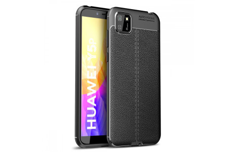 Newface Huawei Y5P Kılıf Focus Derili Silikon - Siyah