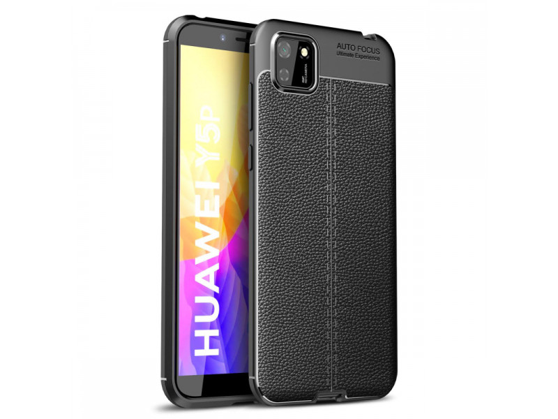 Newface Huawei Y5P Kılıf Focus Derili Silikon - Siyah