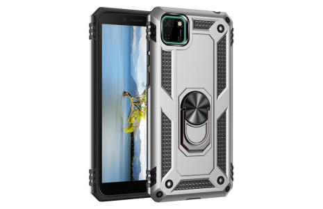 Newface Huawei Y5P Kılıf Sofya Yüzüklü Silikon Kapak - Gümüş