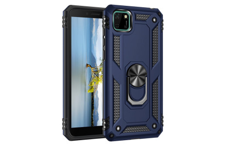 Newface Huawei Y5P Kılıf Sofya Yüzüklü Silikon Kapak - Lacivert