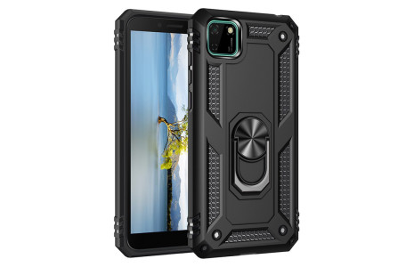 Newface Huawei Y5P Kılıf Sofya Yüzüklü Silikon Kapak - Siyah