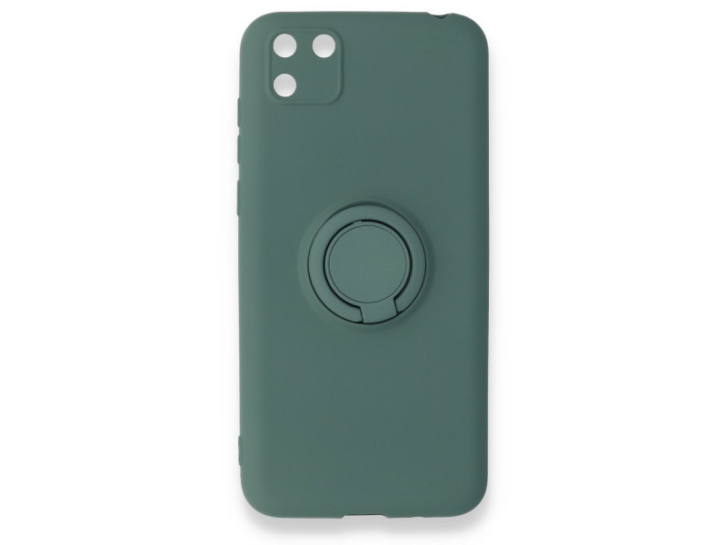 Newface Huawei Y5P Kılıf Viktor Yüzüklü Silikon - Koyu Yeşil
