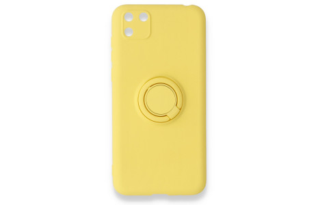 Newface Huawei Y5P Kılıf Viktor Yüzüklü Silikon - Sarı