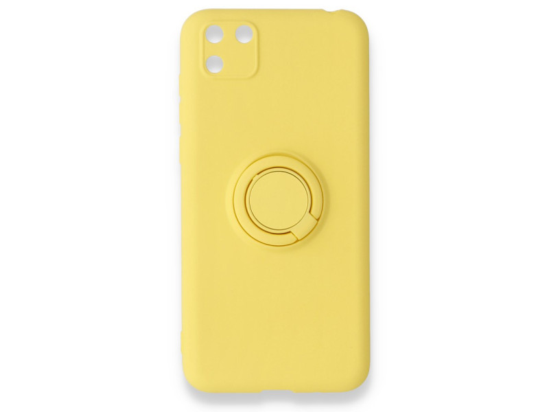 Newface Huawei Y5P Kılıf Viktor Yüzüklü Silikon - Sarı