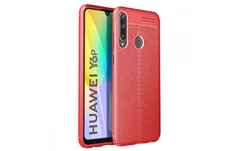 Newface Huawei Y6P Kılıf Focus Derili Silikon - Kırmızı