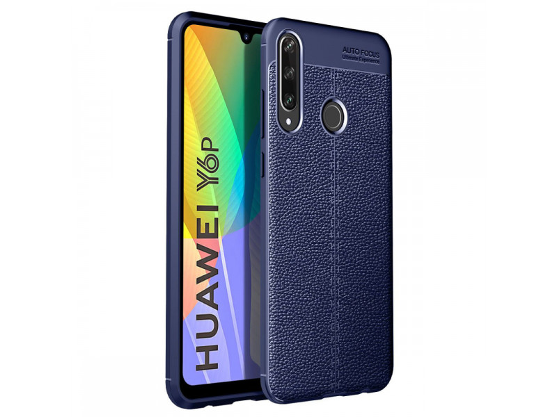 Newface Huawei Y6P Kılıf Focus Derili Silikon - Lacivert